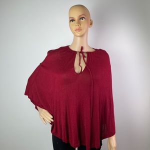 Arden B Red Tie-front Poncho Cape Top Size M/L